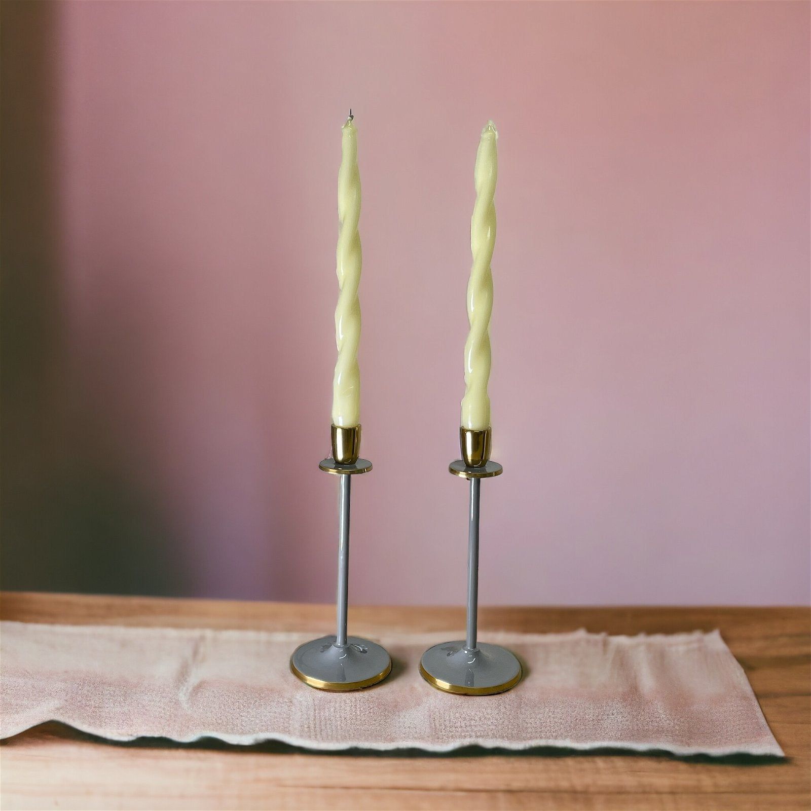 Glossy Grey Irina Candlestick, Set of 2, 20cm - Ashton and Finch