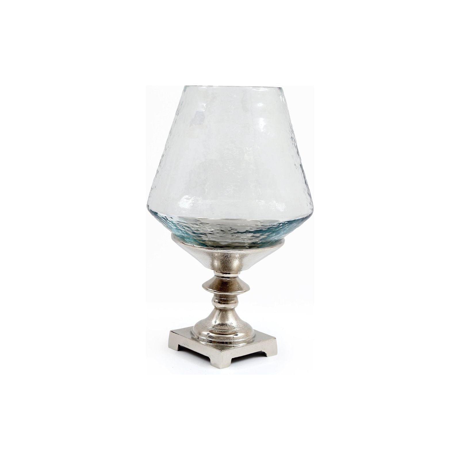 Hurricane Pillar Candle Stand Silver - Ashton and Finch