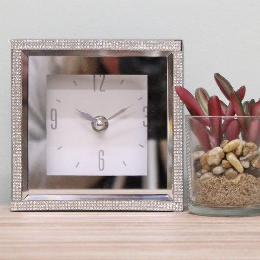 Small Freestanding Mirrored and Jewelled Table Clock - Ashton and Finch