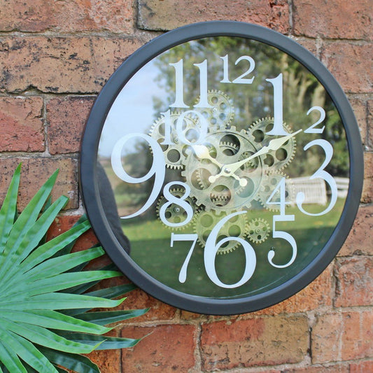 Black Metal Gear Style Clock, 38cm - Ashton and Finch