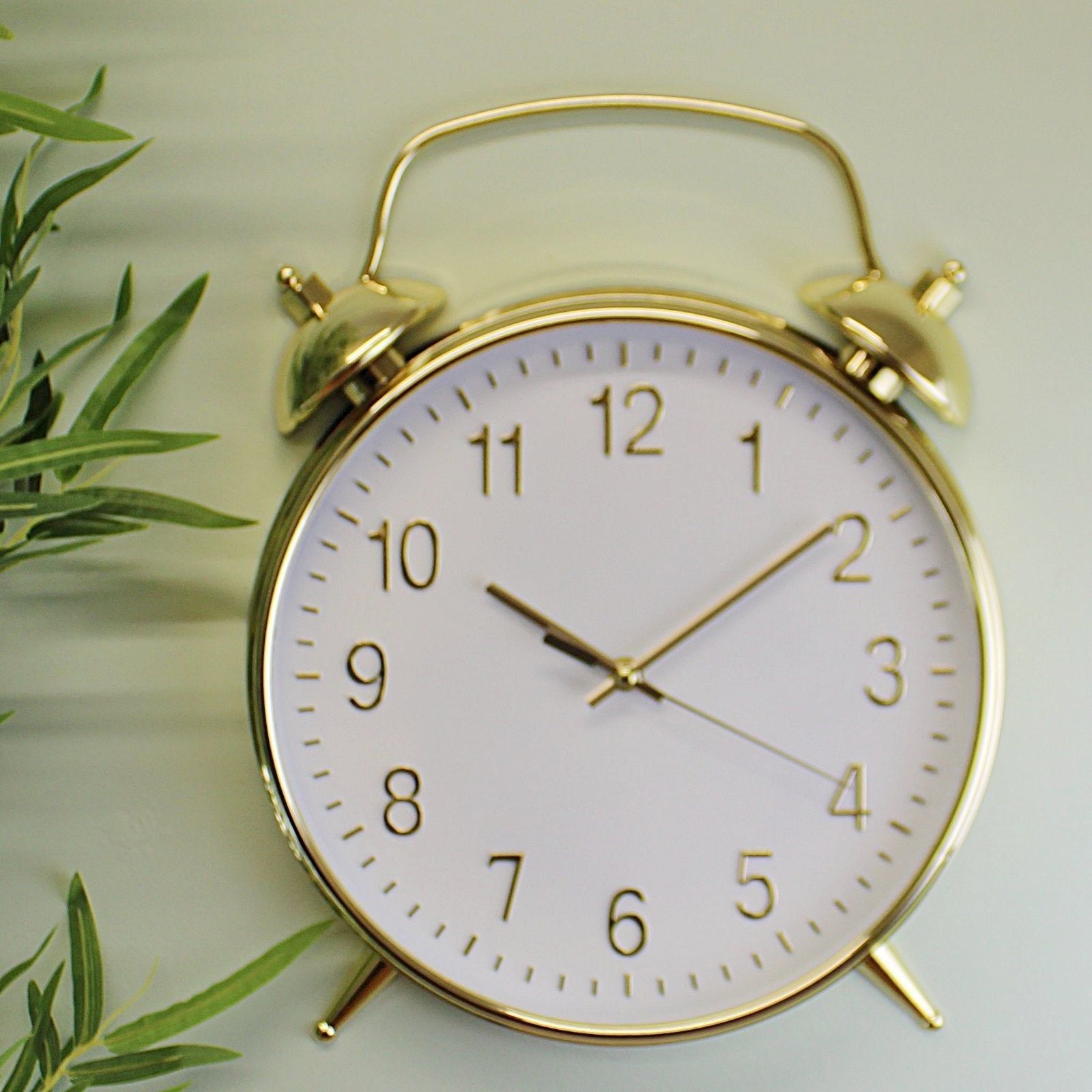 Alarm Style Gold & White Wall Clock - Ashton and Finch