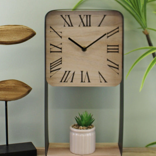 Metal Framed Freestanding Clock With Shelf, 40cm - Ashton and Finch