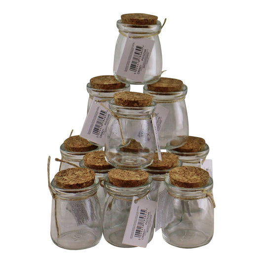 Set of 12 Small, Craft Storage Glass Jars With Cork Stoppers - Ashton and Finch