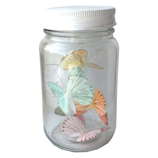 Butterfly Led Light Chain In Glass Jam Jar - Multicoloured - Ashton and Finch