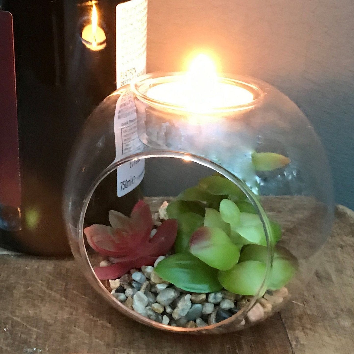 Succulent In Glass Terrarium with TeaLight Holder - Ashton and Finch