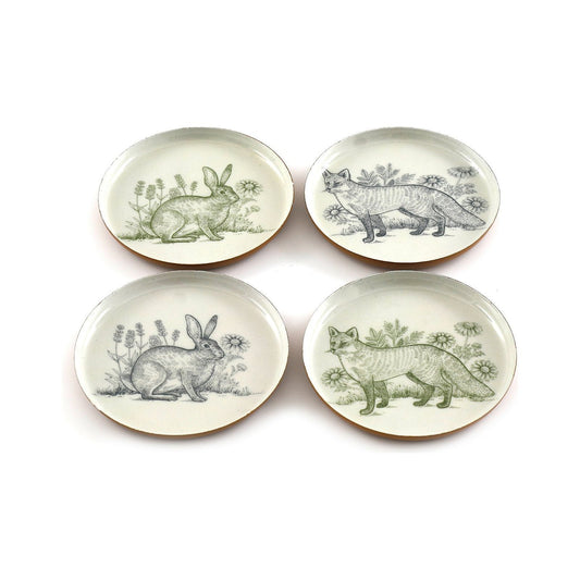 Set of Four Metal Woodland Themed Coasters - Ashton and Finch