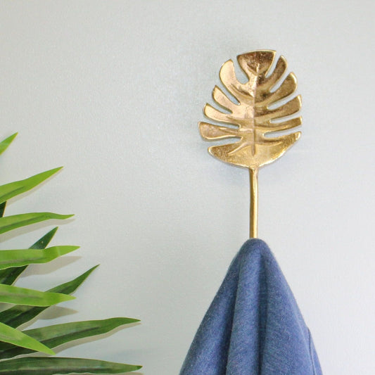 Gold Metal Palm Leaf Coat Hook - Ashton and Finch