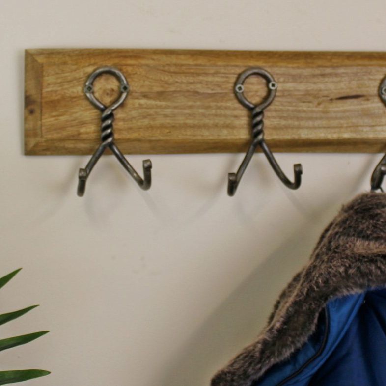 3 Piece Double Metal Hooks On Wooden Base - Ashton and Finch
