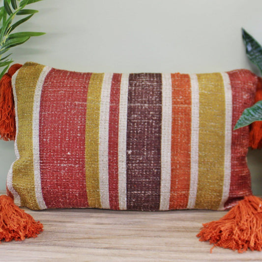 Tasseled Kasbah Design Scatter Cushion, Striped Pattern - Ashton and Finch