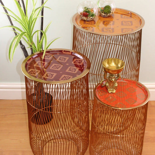 Set of 3 Kasbah Wire Tables, Design A - Ashton and Finch
