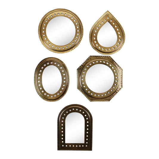 Set of 5 Gold Coloured Decorative Mirrors - Ashton and Finch