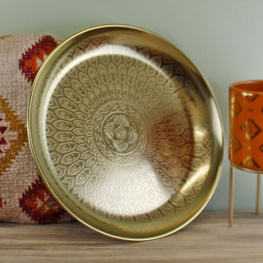 Kasbah Design Decorative Gold Metal Tray - Ashton and Finch