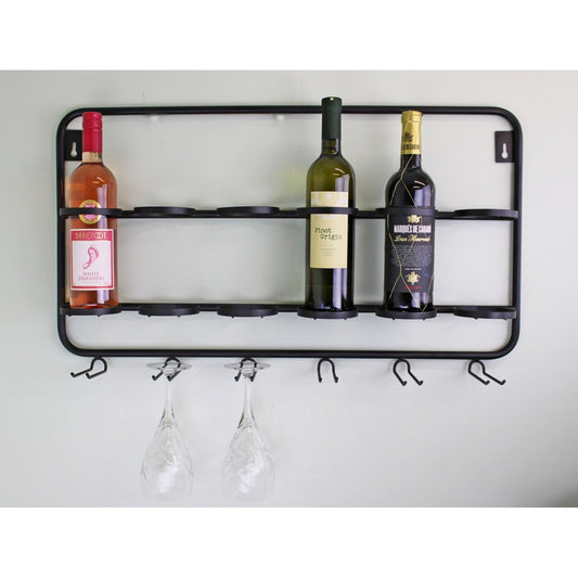 Wall Mounted Six Bottle And Wine Glass Holder - Ashton and Finch