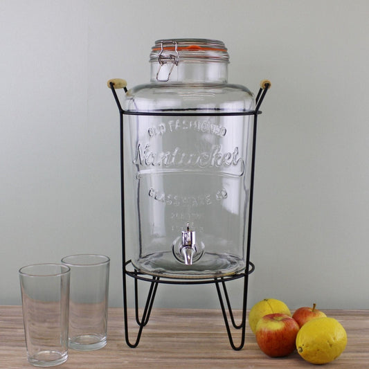 Vintage Style Glass Juice Dispenser on Metal Stand - Ashton and Finch