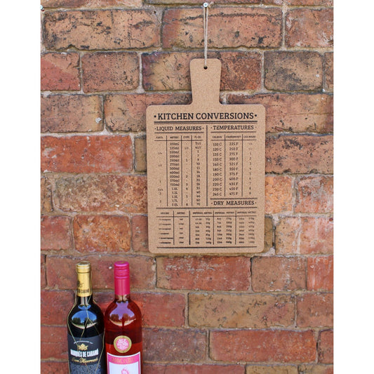 Hanging Cork Board Featuring Kitchen Conversions Chart - Ashton and Finch