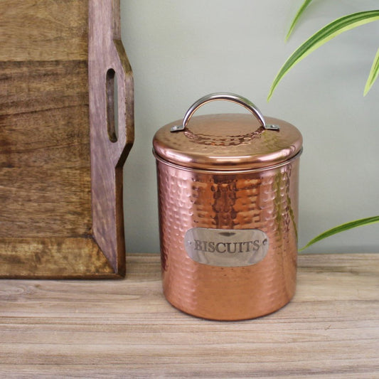 Hammered Copper Biscuit Tin, 17x14cm - Ashton and Finch