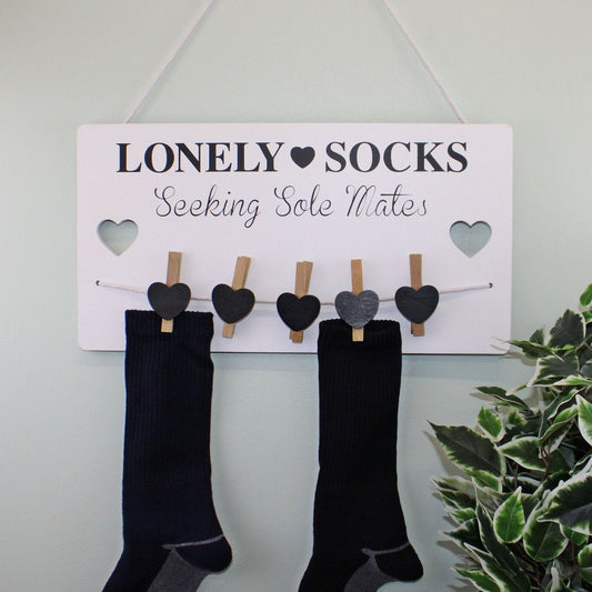 Hanging Lonely Sock Plaque 40x21cm - Ashton and Finch