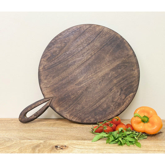 Circular Wooden Chopping Board With Carved Handle 49cm - Ashton and Finch