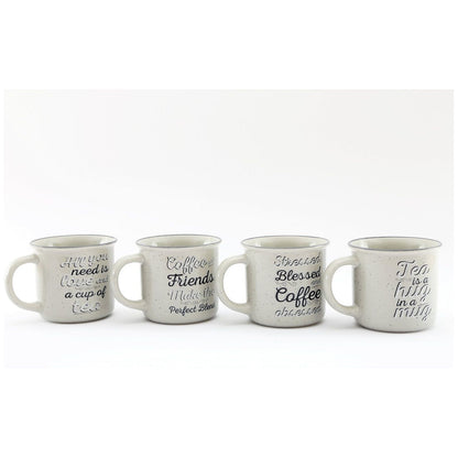 Set of Four Antique Grey Slogan Mug - Ashton and Finch