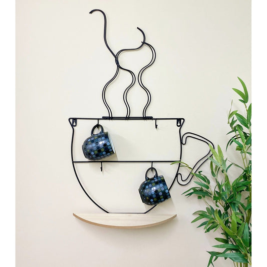 Wall Mounted Wire Cup Hanger Wall Shelf - Ashton and Finch