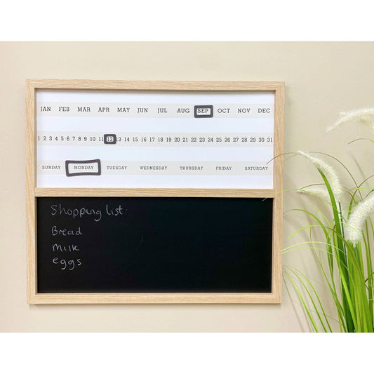 Wall Mounted Wooden Calender With Chalk Board - Ashton and Finch