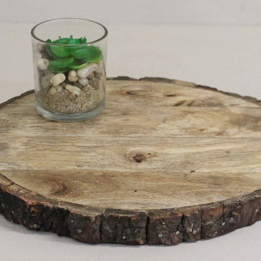Round Wooden Bark Design Chopping/Serving Board, 30cm. - Ashton and Finch