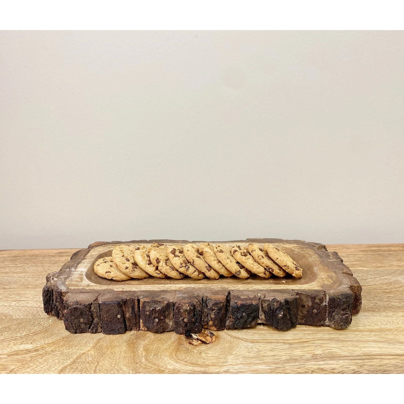 Small Wooden Platter Tray With Bark Edging - Ashton and Finch