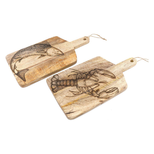 Pair of Engraved Chopping Boards Lobster and Salmon - Ashton and Finch