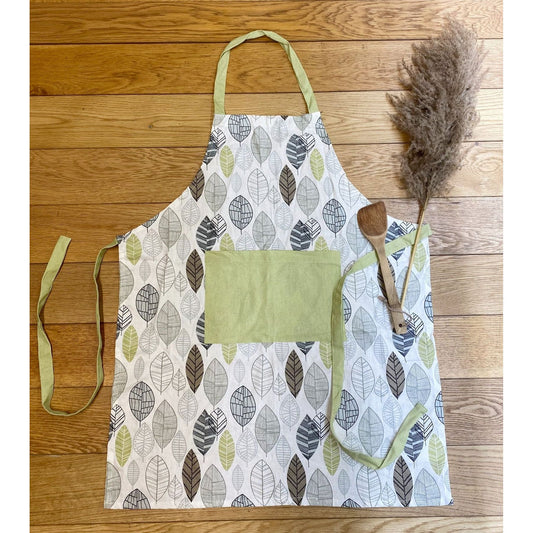 Kitchen Apron With Contemporary Green Leaf Print Design - Ashton and Finch