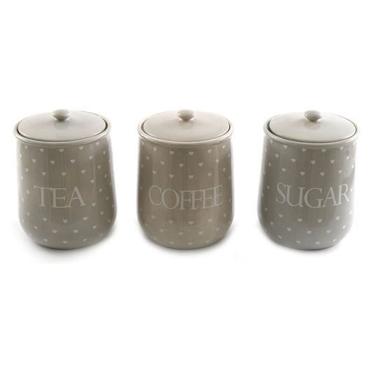 Heart Design Tea, Coffee and Sugar Canisters - Ashton and Finch