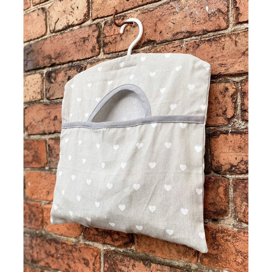Cotton Peg Bag With Grey Hearts Design - Ashton and Finch