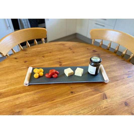 Slate Tray With Rounded Wood Handle 53cm - Ashton and Finch