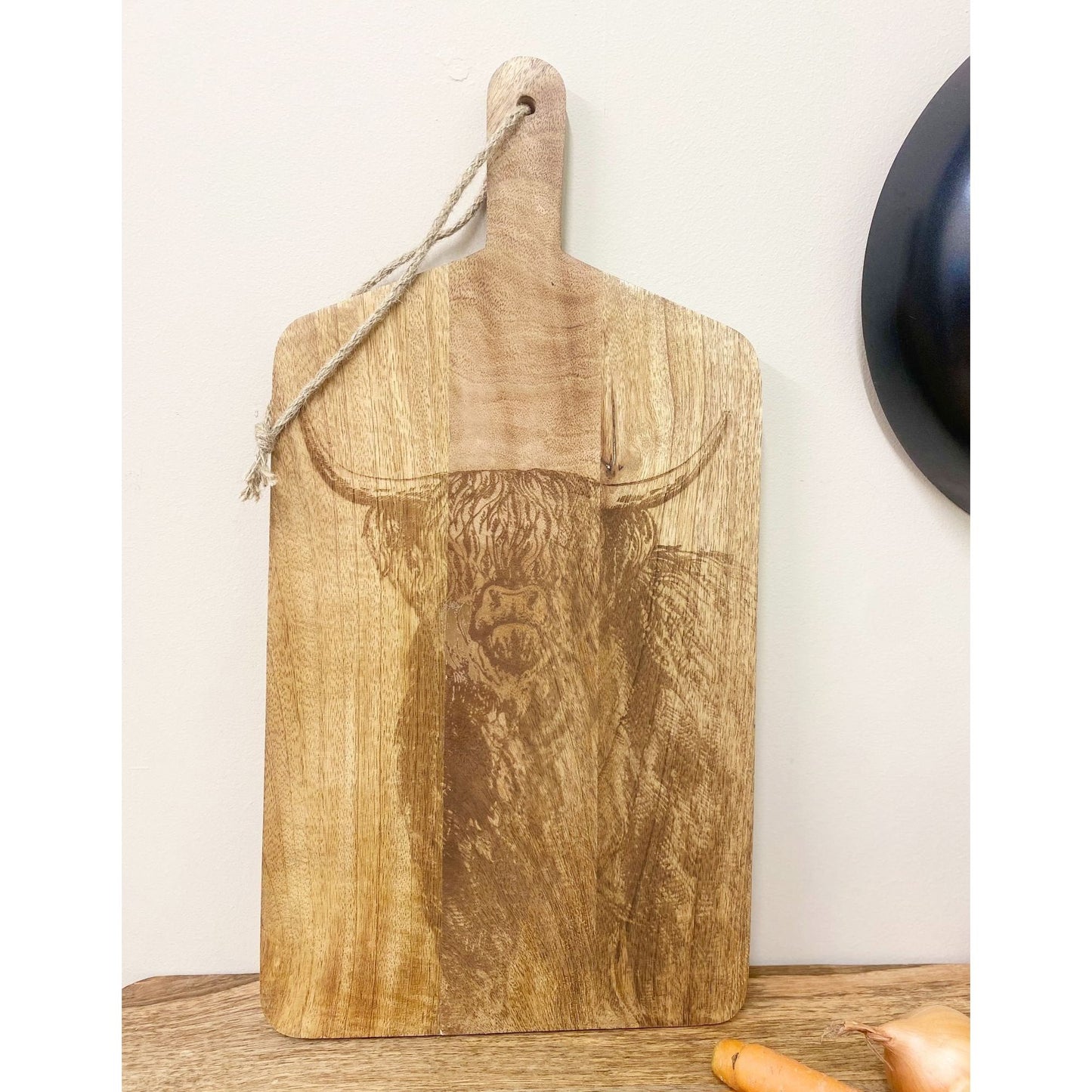 Wooden Chopping Board With Highland Cow Engraving 50cm - Ashton and Finch