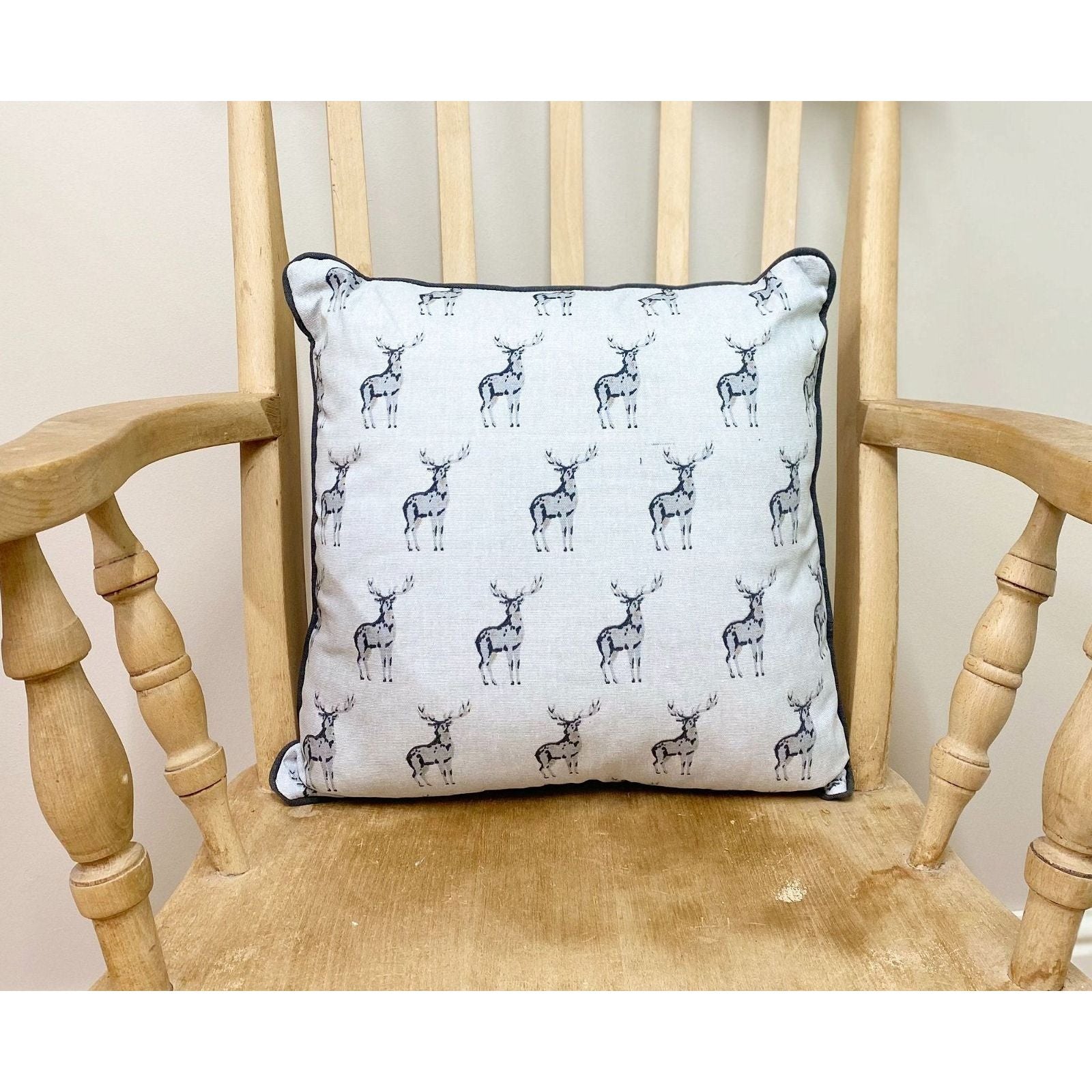 Grey Scatter Cushion With A Stag Print Design - Ashton and Finch