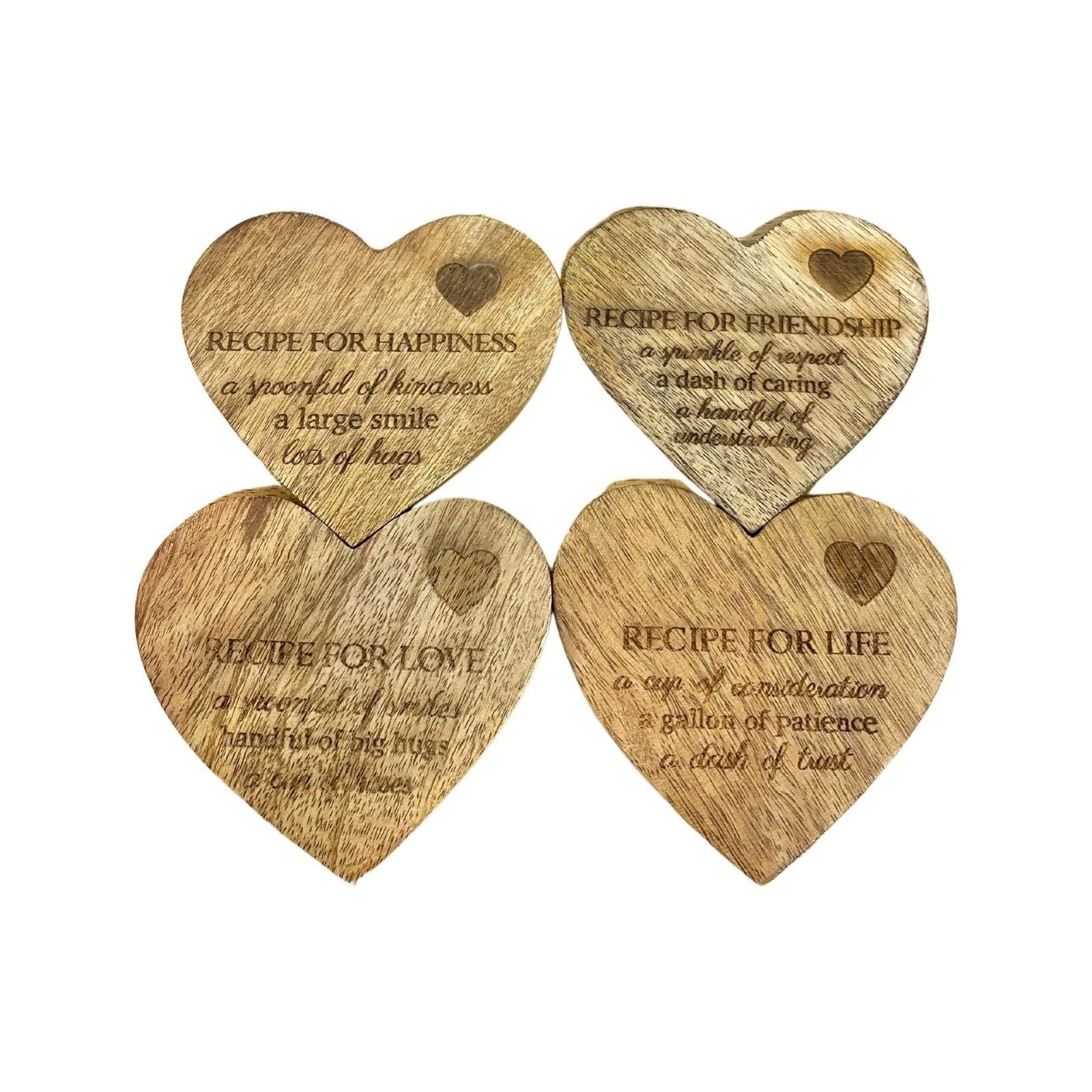 Set of 4 Wooden Heart Shaped Coasters - Ashton and Finch