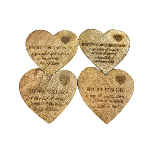 Set of 4 Wooden Heart Shaped Coasters - Ashton and Finch