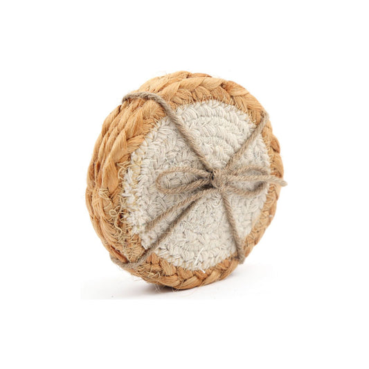 Set of Four Braided Round Jute and Cream Coaster - Ashton and Finch