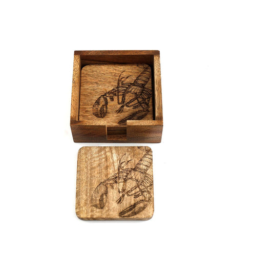 Set Of Four Wooden Engraved Lobster Coasters - Ashton and Finch