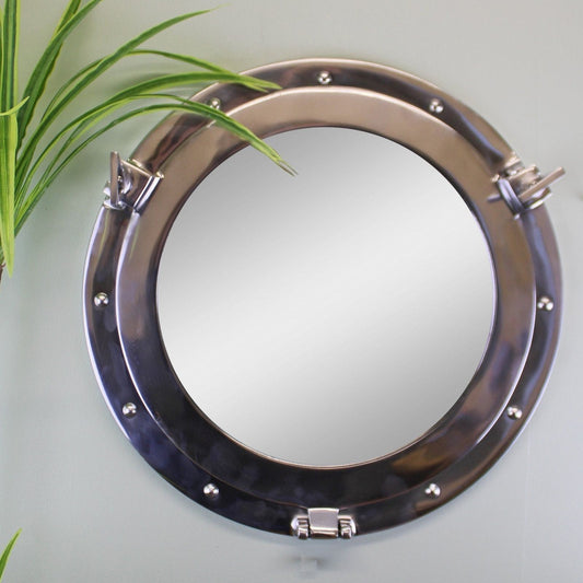 Silver Metal Port Hole Mirror, 40cm - Ashton and Finch