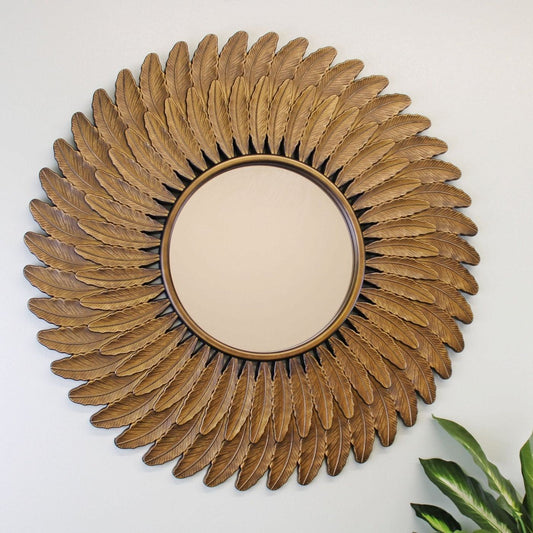 Bronze Effect Feather Frame Mirror - Ashton and Finch