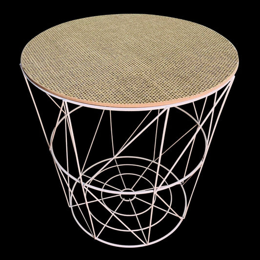 Circular Geometric Side Table Woven Effect - Ashton and Finch