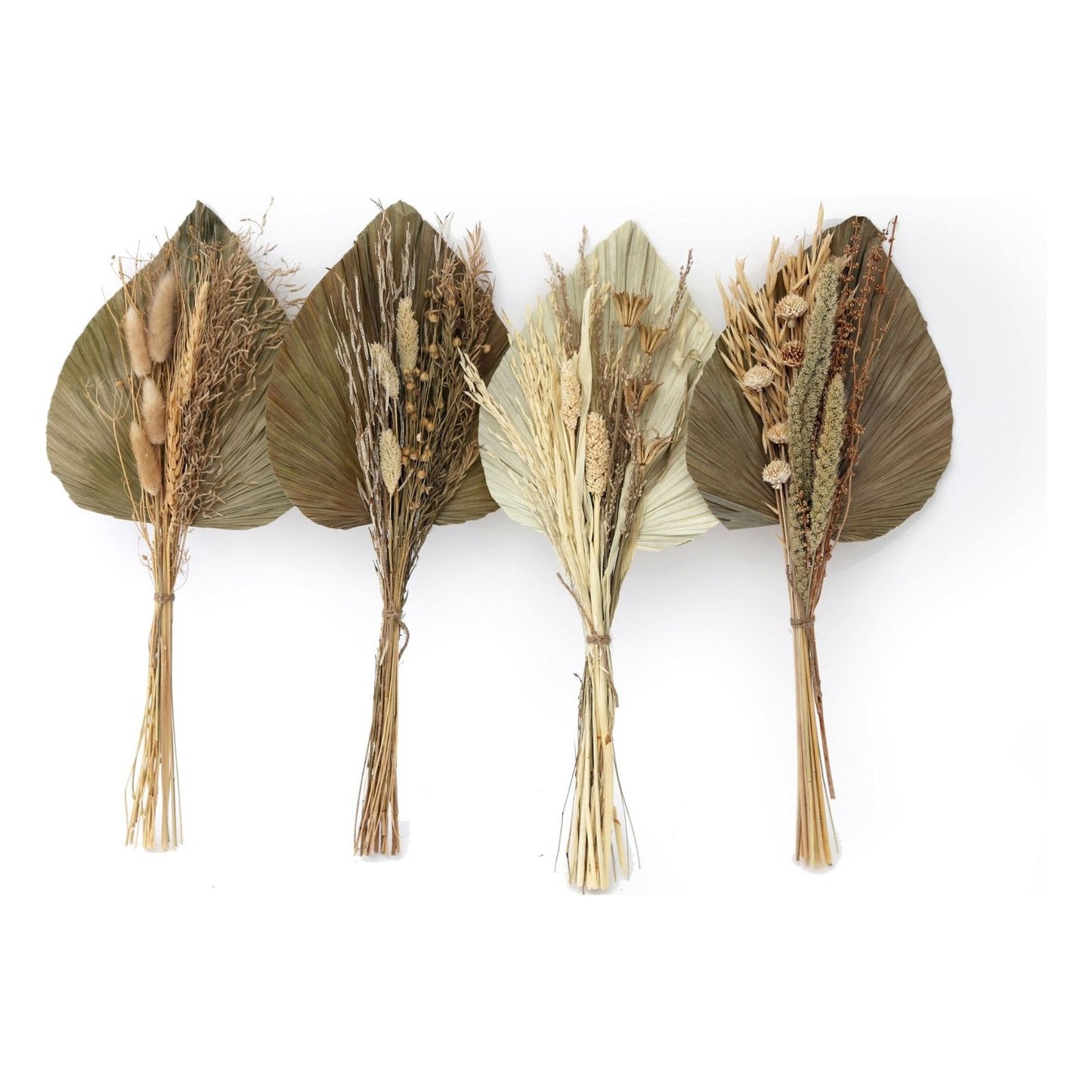 Set of Four Bouquets of Dried Grasses with Long Palm Spear - Ashton and Finch