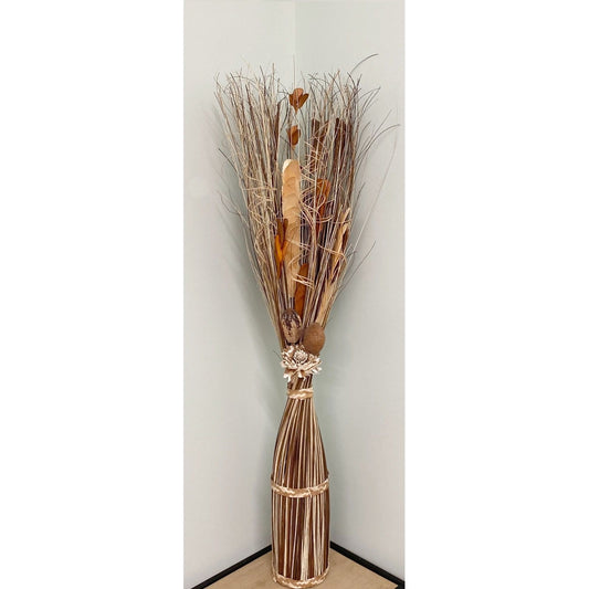 Twisted Stem Vase With Dried Brown & Cream Flowers - Ashton and Finch