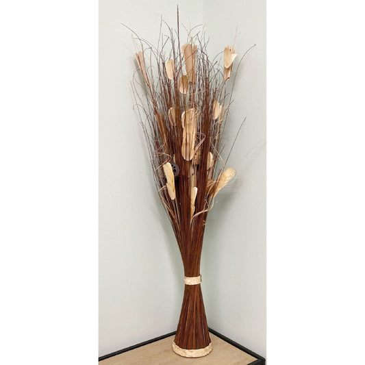 Twisted Stem Vase With Dried Dark Brown & Cream Flowers - Ashton and Finch