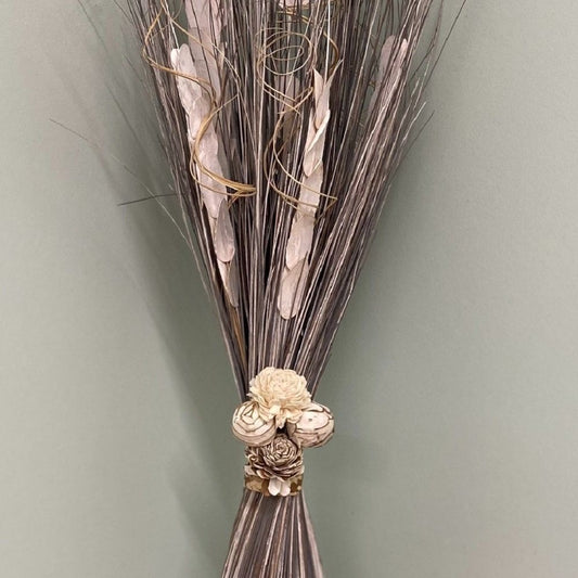 Twisted Stem Vase With Dried Blue Grey & Cream Flowers - Ashton and Finch