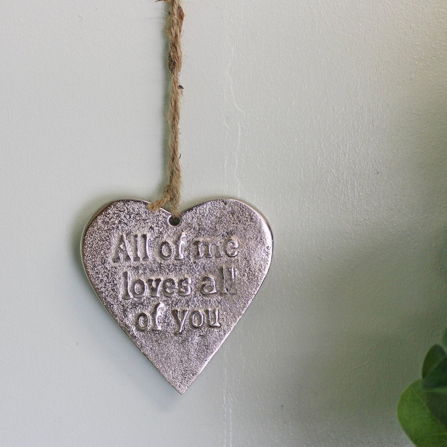 Small Hanging Silver Heart with Love Quote - Ashton and Finch