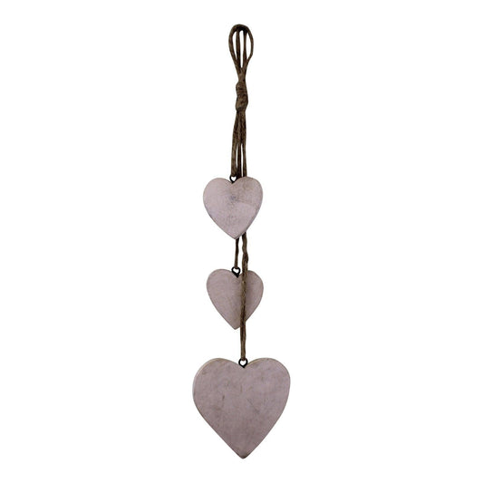 Three Hanging Wooden Heart Decoration, Light Wood - Ashton and Finch