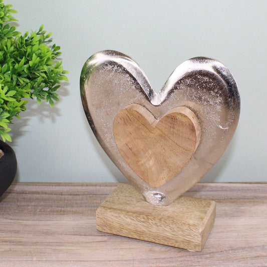 Metal and Wood Standing Heart Decoration - Ashton and Finch