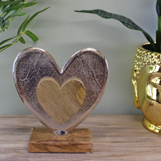 Large Metal and Wood Standing Heart Decoration - Ashton and Finch