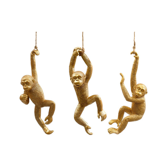 Gold Resin Hanging Monkey Decoration - Ashton and Finch